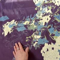 Satin coton lycra aubergine motifs japonais 6