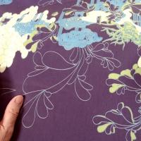 Satin coton lycra aubergine motifs japonais 7 