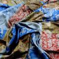 Satin coton viscose motif patchwork kaki ocre bleu bordeaux 1 