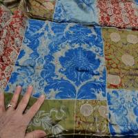Satin coton viscose motif patchwork kaki ocre bleu bordeaux 2