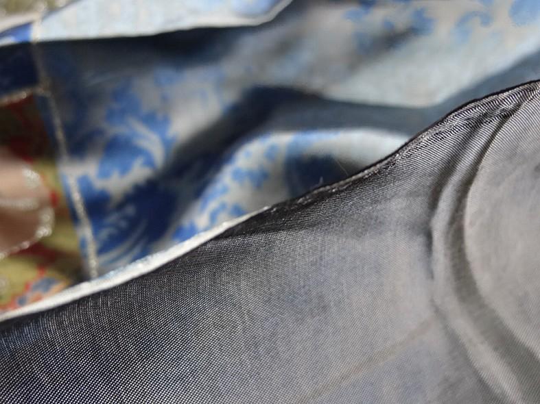 Satin coton viscose motif patchwork kaki ocre bleu bordeaux 5 