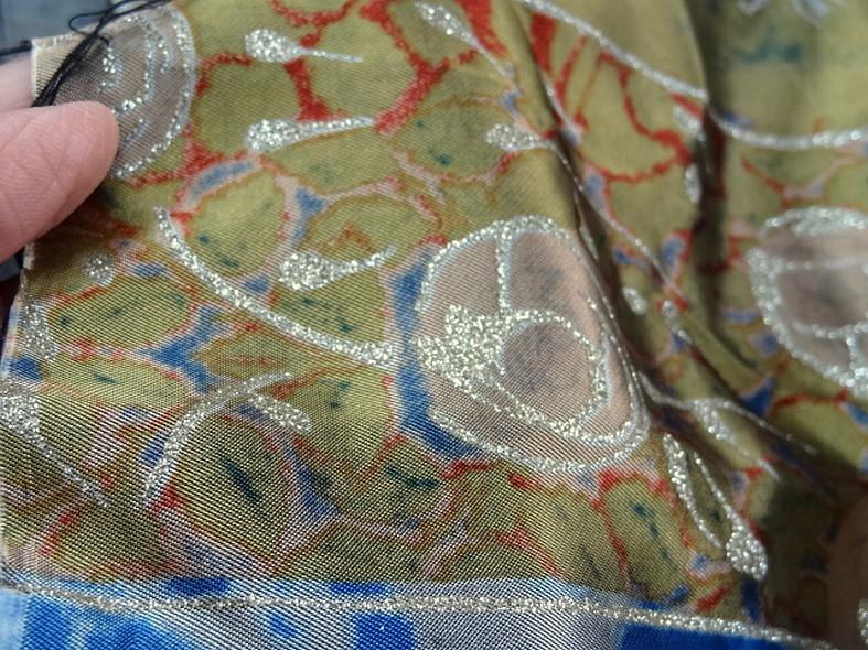 Satin coton viscose motif patchwork kaki ocre bleu bordeaux 6