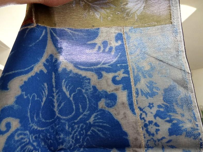 Satin coton viscose motif patchwork kaki ocre bleu bordeaux 7