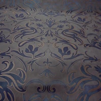 Satin damasse classique bleu acier beige 2 