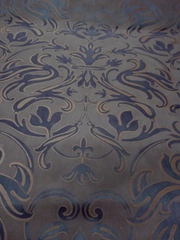 Satin damasse classique bleu acier beige 2 
