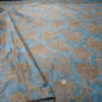 Satin damasse imprime bleu dore 6 1 