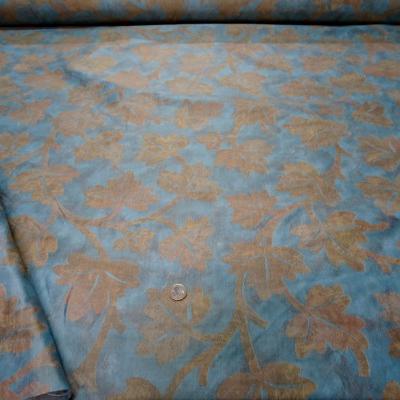 Satin damasse imprime bleu dore 6 2 