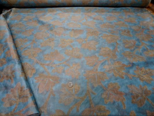 Satin damasse imprime bleu dore 6 2 