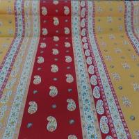Satin de coton epais raye jaune moutarde rouge provencal 2 