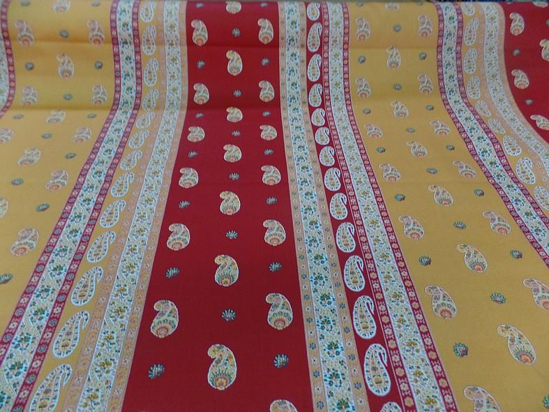 Satin de coton epais raye jaune moutarde rouge provencal 2
