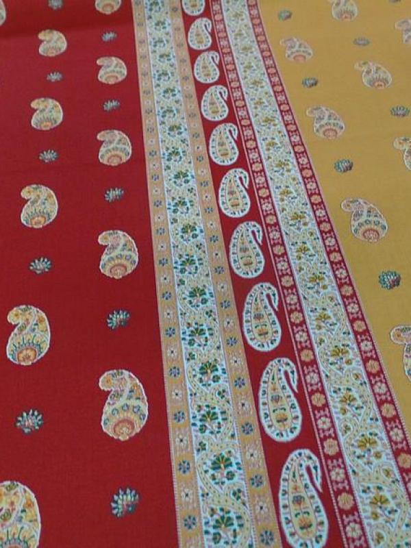 Satin de coton epais raye jaune moutarde rouge provencal 3 