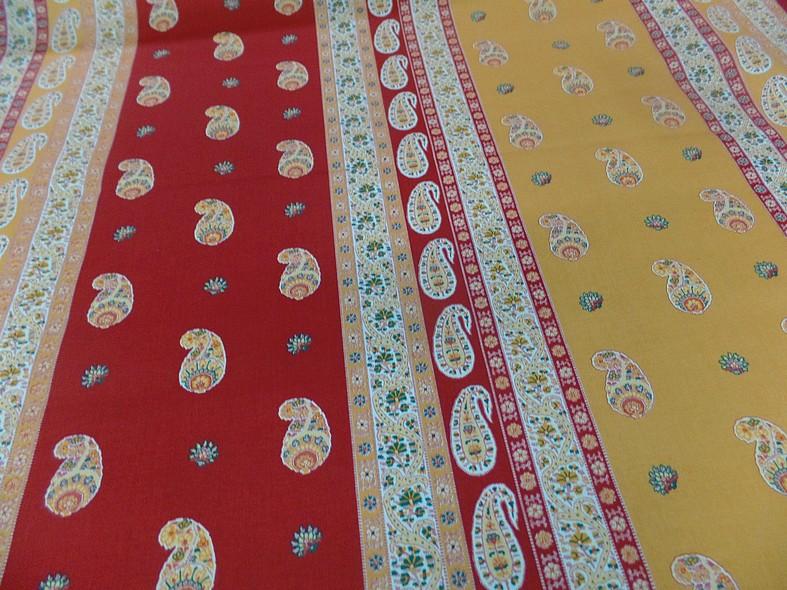 Satin de coton epais raye jaune moutarde rouge provencal 3