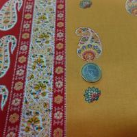 Satin de coton epais raye jaune moutarde rouge provencal 4