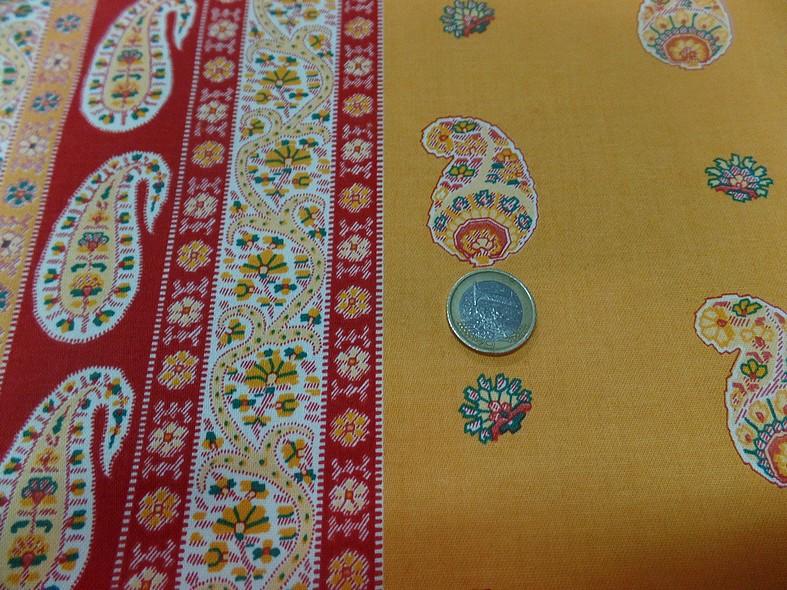Satin de coton epais raye jaune moutarde rouge provencal 4