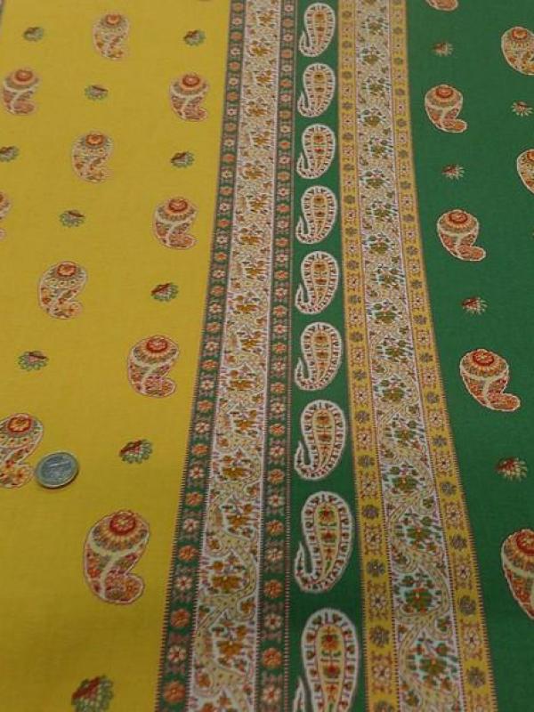 Satin de coton epais raye jaune vert provencal 3 