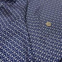 Satin fin imprimé bleu marine blanc 4