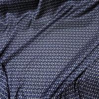 Satin fin imprimé bleu marine blanc 6