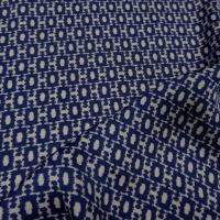 Satin fin imprimé bleu marine blanc 9