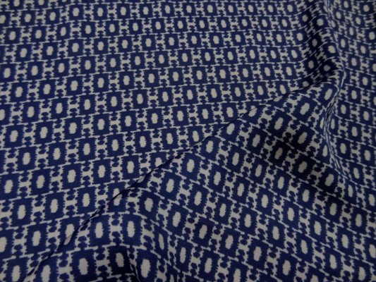 Satin fin imprimé bleu marine blanc 9