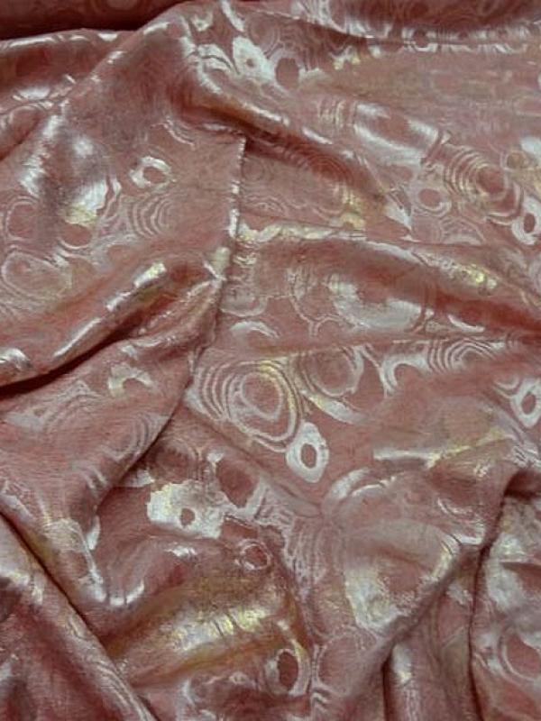 Satin jaquard saumon corail cercles 1 1 