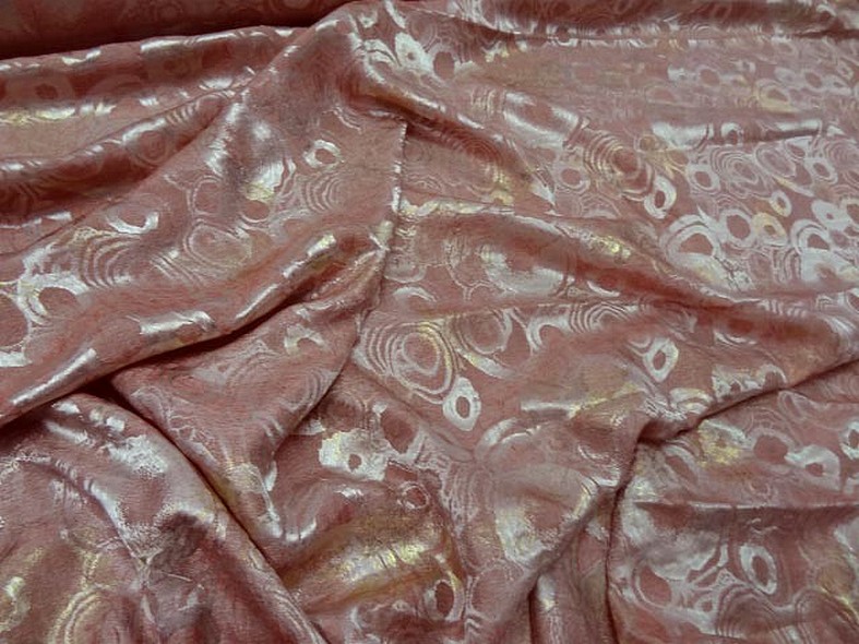 Satin jaquard saumon corail cercles 1 1