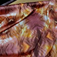 Satin lycra tie dye ocre et prune 