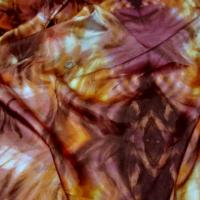 Satin lycra tie dye ocre et prune 1 