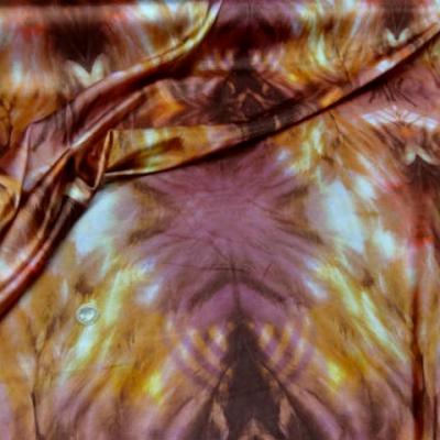 Satin lycra tie dye ocre et prune 2 