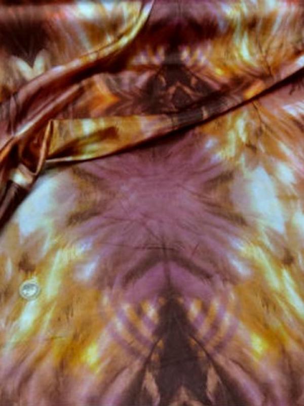 Satin lycra tie dye ocre et prune 2 