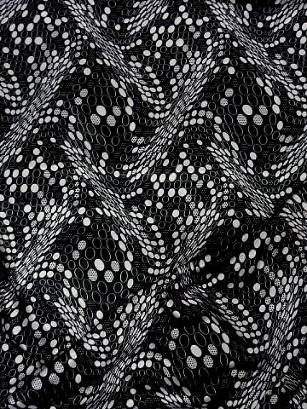 Satin noir imprime pois blanc effet d optique 2 