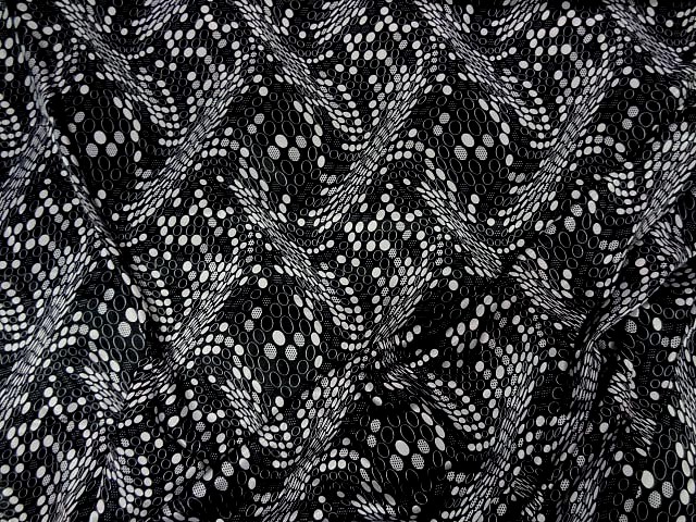 Satin noir imprime pois blanc effet d optique 2
