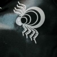 Satin noir motifs araignees grises 2 
