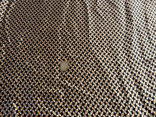 Satin polyester imprimé yeux ocres 01