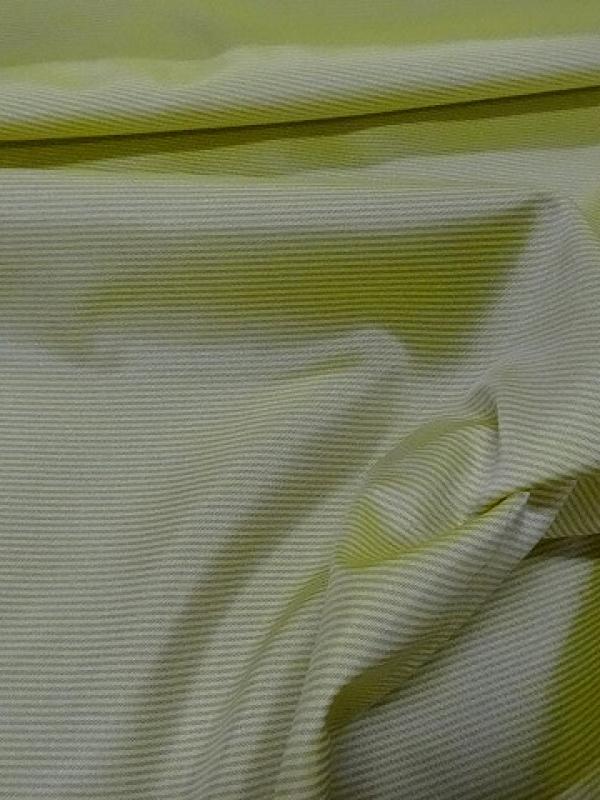 Satin polyester viscose jaune poussin raye gris 3 
