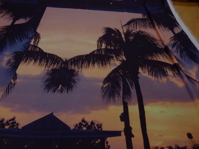 Satin viscose coucher de soleil palmiers 2