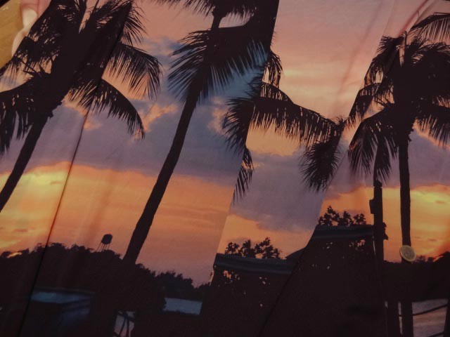 Satin viscose coucher de soleil palmiers 3