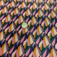 Satin viscose motif abstrait violet moutarde rose 1