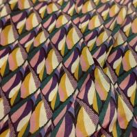 Satin viscose motif abstrait violet moutarde rose 4