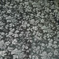 Satin viscose noir motif dentelle de fleurs sable 1 