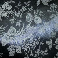 Satin viscose noir motif dentelle de fleurs sable 2 