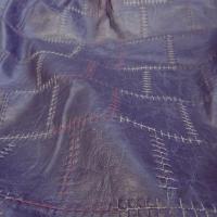 Skai motif patchwork cousu en carres bleu encre 3 
