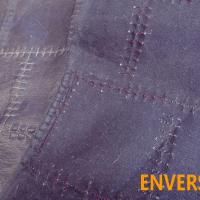 Skai motif patchwork cousu en carres bleu encre 5 