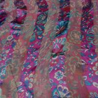 Soie a bandes mousseline et satin fuchsia et bleu 1 