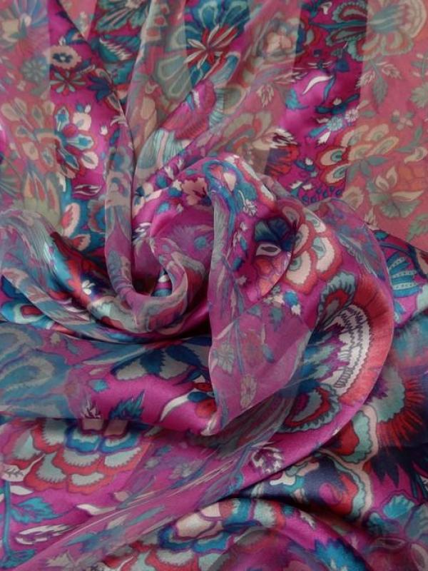 Soie a bandes mousseline et satin fuchsia et bleu 4 