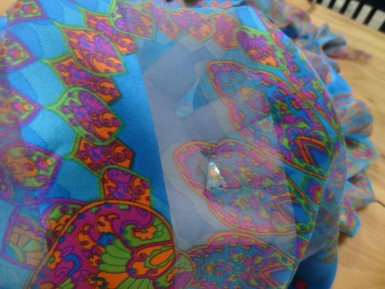Soie bandes satin et mousseline bleu motifs cachemire 2