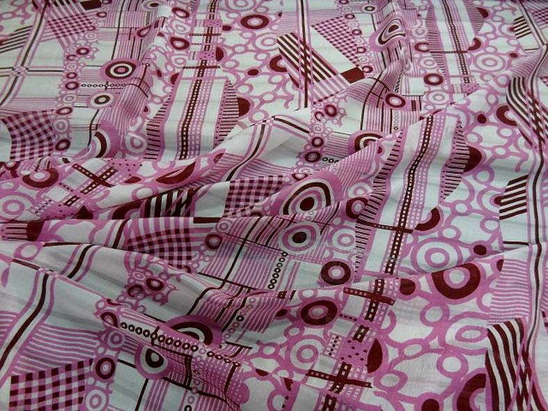 Soie fine creponnee imprimee vintage blanc et rose 4