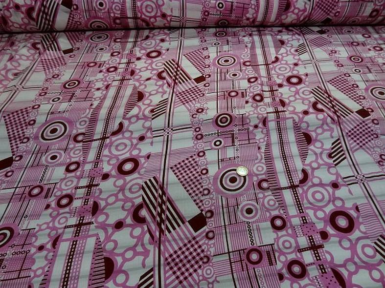 Soie fine creponnee imprimee vintage blanc et rose 5