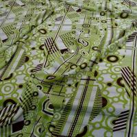 Soie fine creponnee imprimee vintage blanc et vert anis 1 