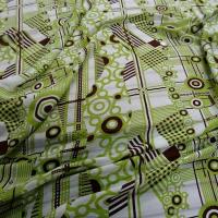 Soie fine creponnee imprimee vintage blanc et vert anis 2 