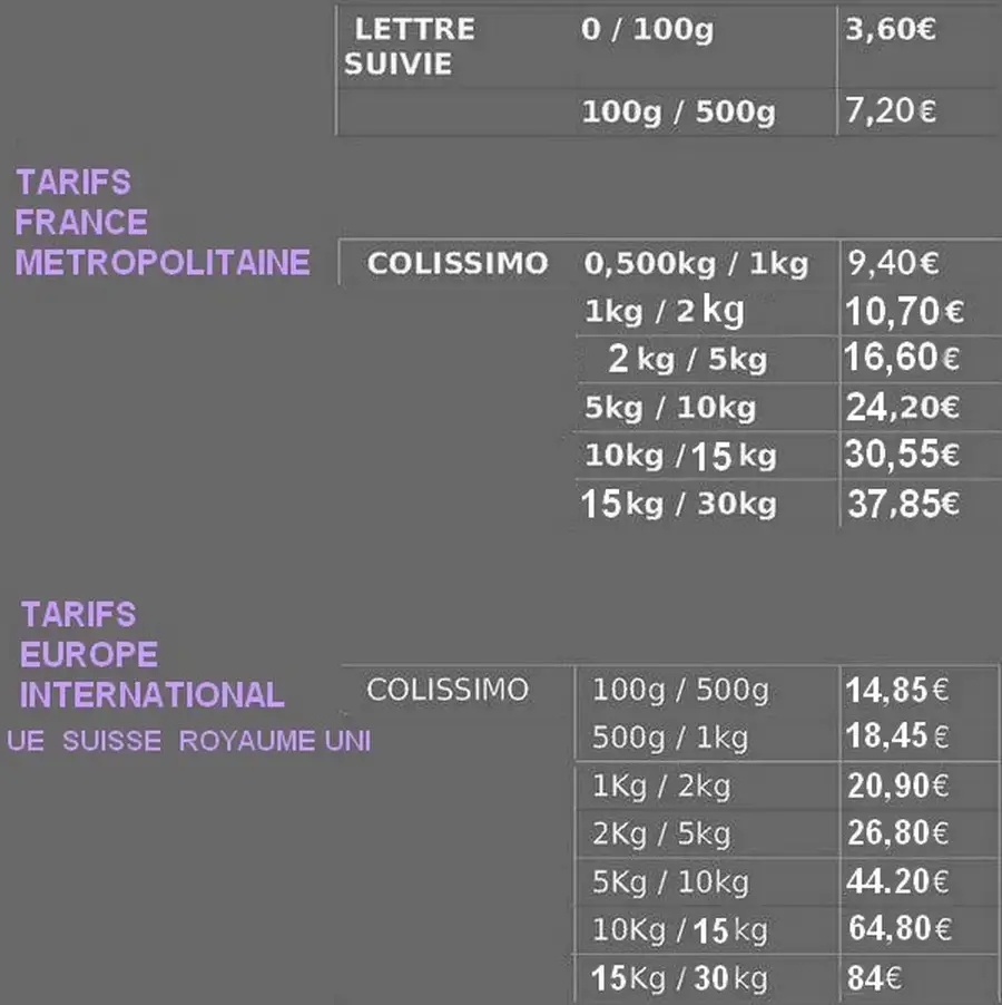 Tableaux tarifs de La Poste France et Union Européenne
